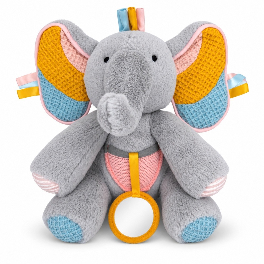 Jellycat 9in Elephant Peek-a-Boo Elly Activity Toy Sensory Crinkle Ears Mirror
